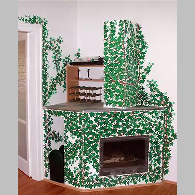 Ivy branches surrounded fireplace