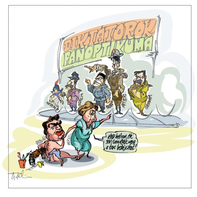Panoptikum, humoros illusztracio, politikai karikatura - Waxworks, Hungarian political cartoon